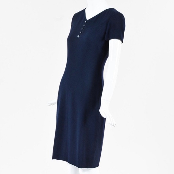 🔥VINTAGE CHANEL: Designer Navy “CC" Button Dress - Picture 5 of 14